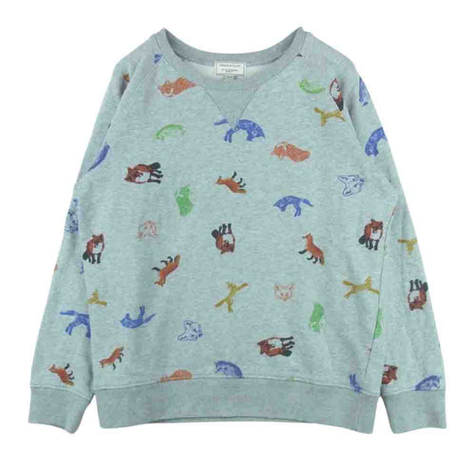 MAISON KITSUNE メゾンキツネ 14SS KMM-0407-A CHILDISH SWEATER 総柄 プリント クルーネック スウェット グレー系【中古】