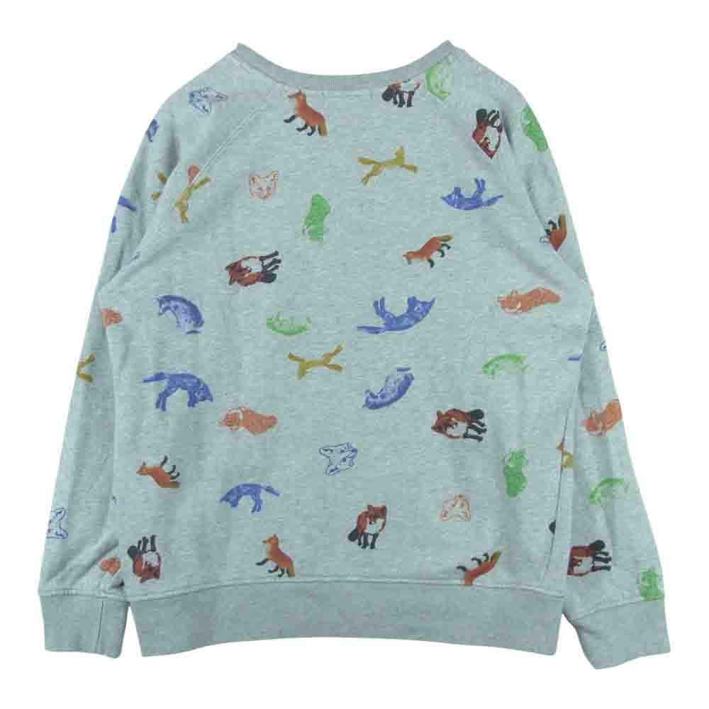 MAISON KITSUNE メゾンキツネ 14SS KMM-0407-A CHILDISH SWEATER 総柄 プリント クルーネック スウェット グレー系【中古】