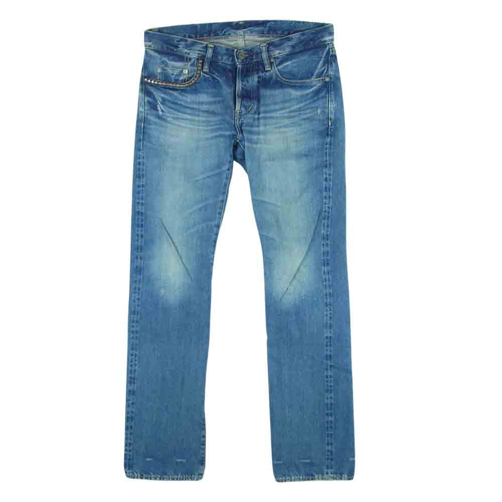HYSTERIC GLAMOUR ヒステリックグラマー 0222AP12 SP加工 スタッズ ストレート デニム パンツ インディゴブルー系 30【中古】