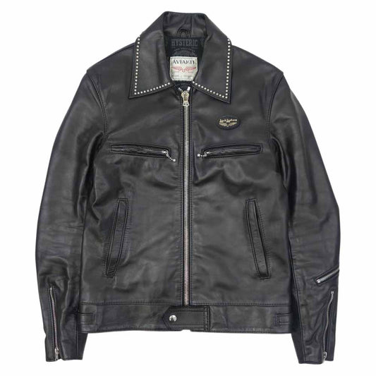 HYSTERIC GLAMOUR ヒステリックグラマー × Lewis Leathers ルイスレザー 17SS DOMINATOR ドミネーター スタッズ レザー ライダース ジャケット ブラック系 S【美品】【中古】