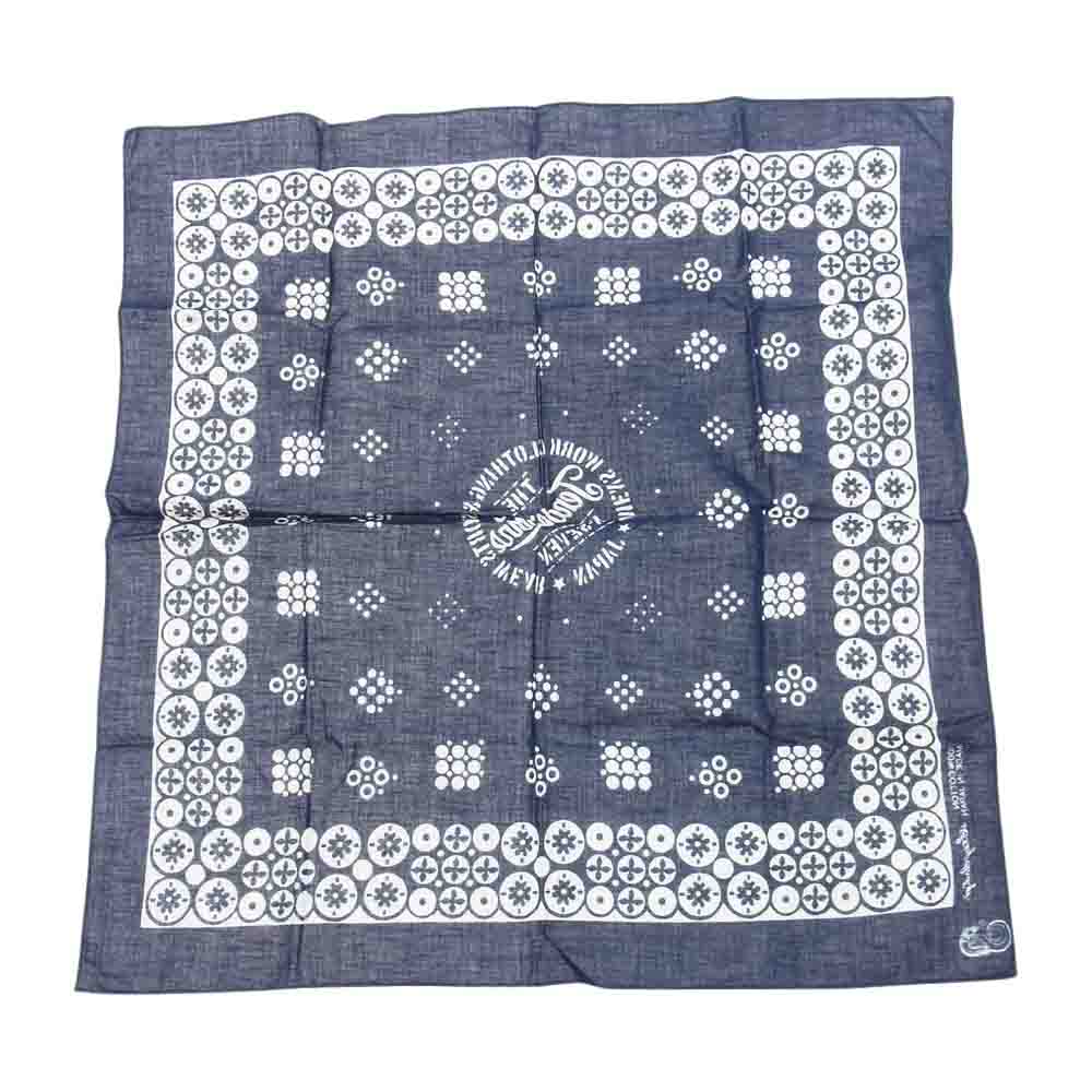 TENDERLOIN テンダーロイン T-BANDANA DOT ロゴ ドット バンダナ  ネイビー系【美品】【中古】