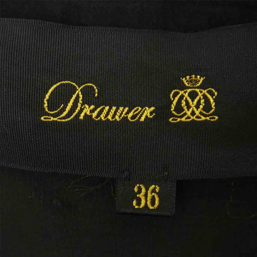 Drawer ドゥロワー コットン シルク ノーカラー ピンタック ブラウス ブラック系 36【中古】