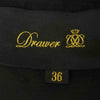 Drawer ドゥロワー コットン シルク ノーカラー ピンタック ブラウス ブラック系 36【中古】