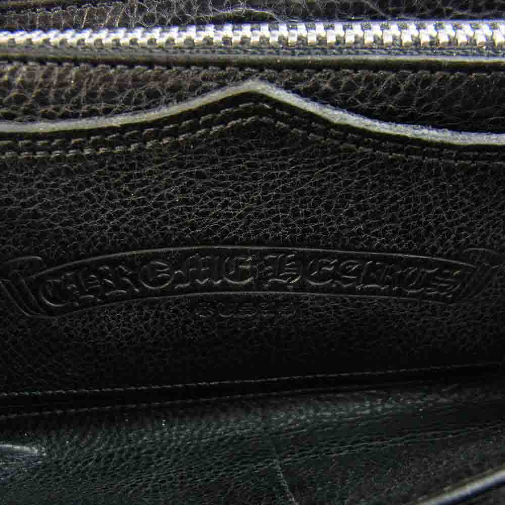 CHROME HEARTS クロムハーツ（原本無） ams購入証明書付属 REC F ZIP ゼロピラミッドスタッズコーナー ライトレザー ラウンドジップ ウォレット ブラック系【中古】