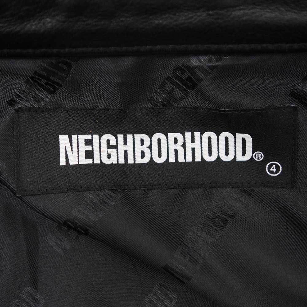 NEIGHBORHOOD ネイバーフッド 21AW 212SZNH-JKM01 FLATBUSH / CL-JKT カウレザー スタンドカラー ダブル ライダース ジャケット ブラック系 4【中古】