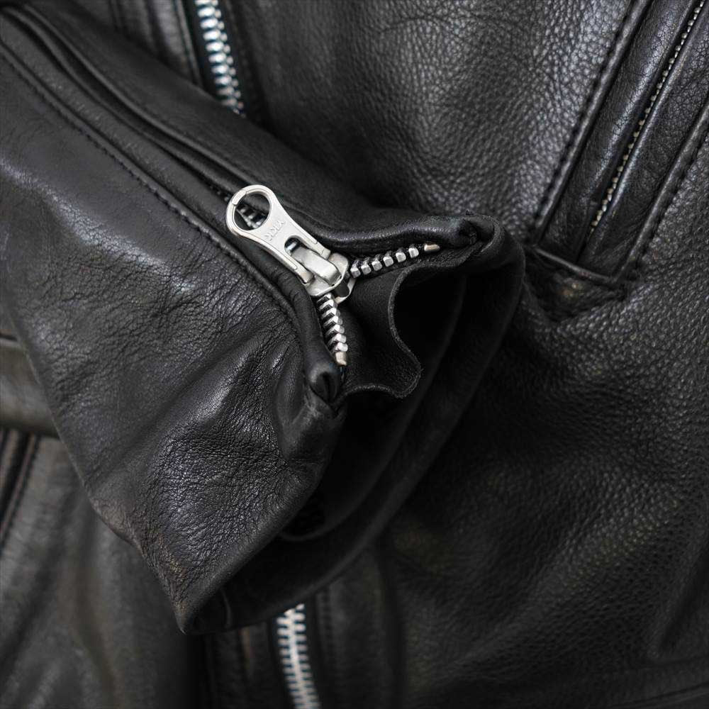 NEIGHBORHOOD ネイバーフッド 21AW 212SZNH-JKM01 FLATBUSH / CL-JKT カウレザー スタンドカラー ダブル ライダース ジャケット ブラック系 4【中古】