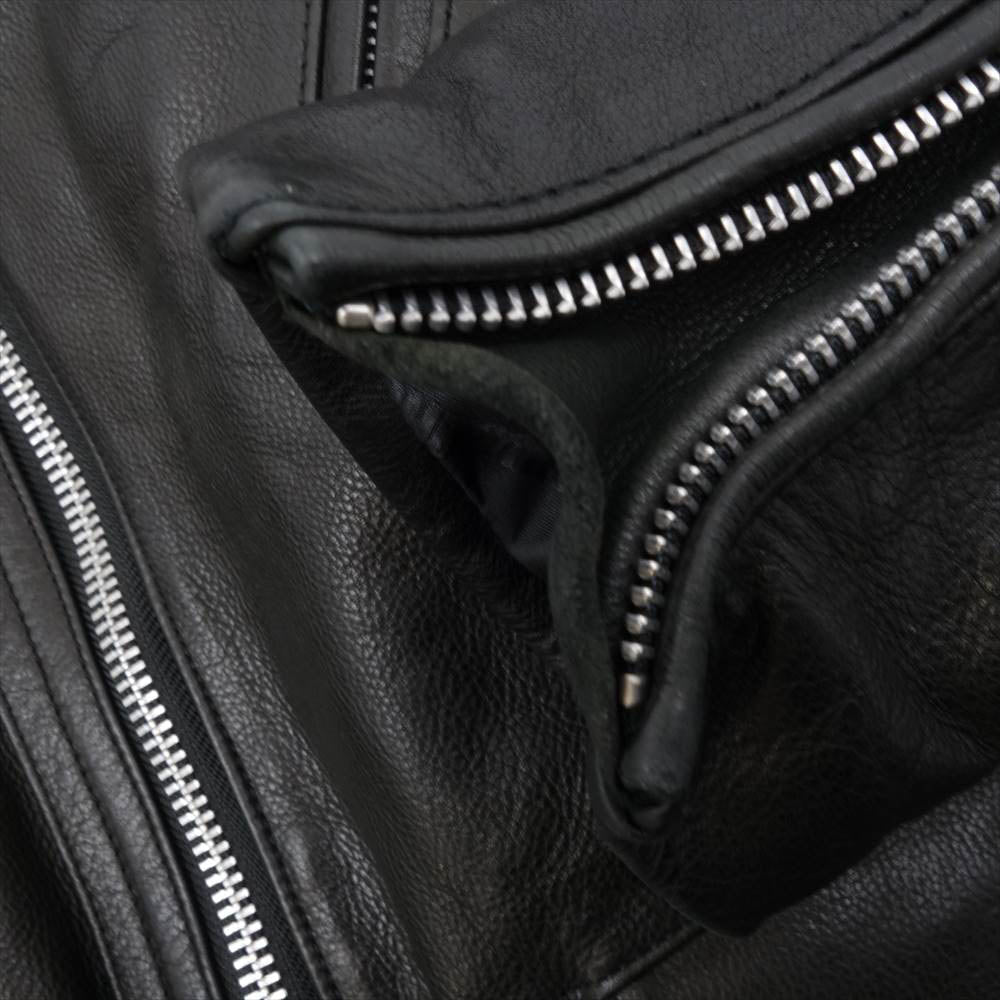 NEIGHBORHOOD ネイバーフッド 21AW 212SZNH-JKM01 FLATBUSH / CL-JKT カウレザー スタンドカラー ダブル ライダース ジャケット ブラック系 4【中古】