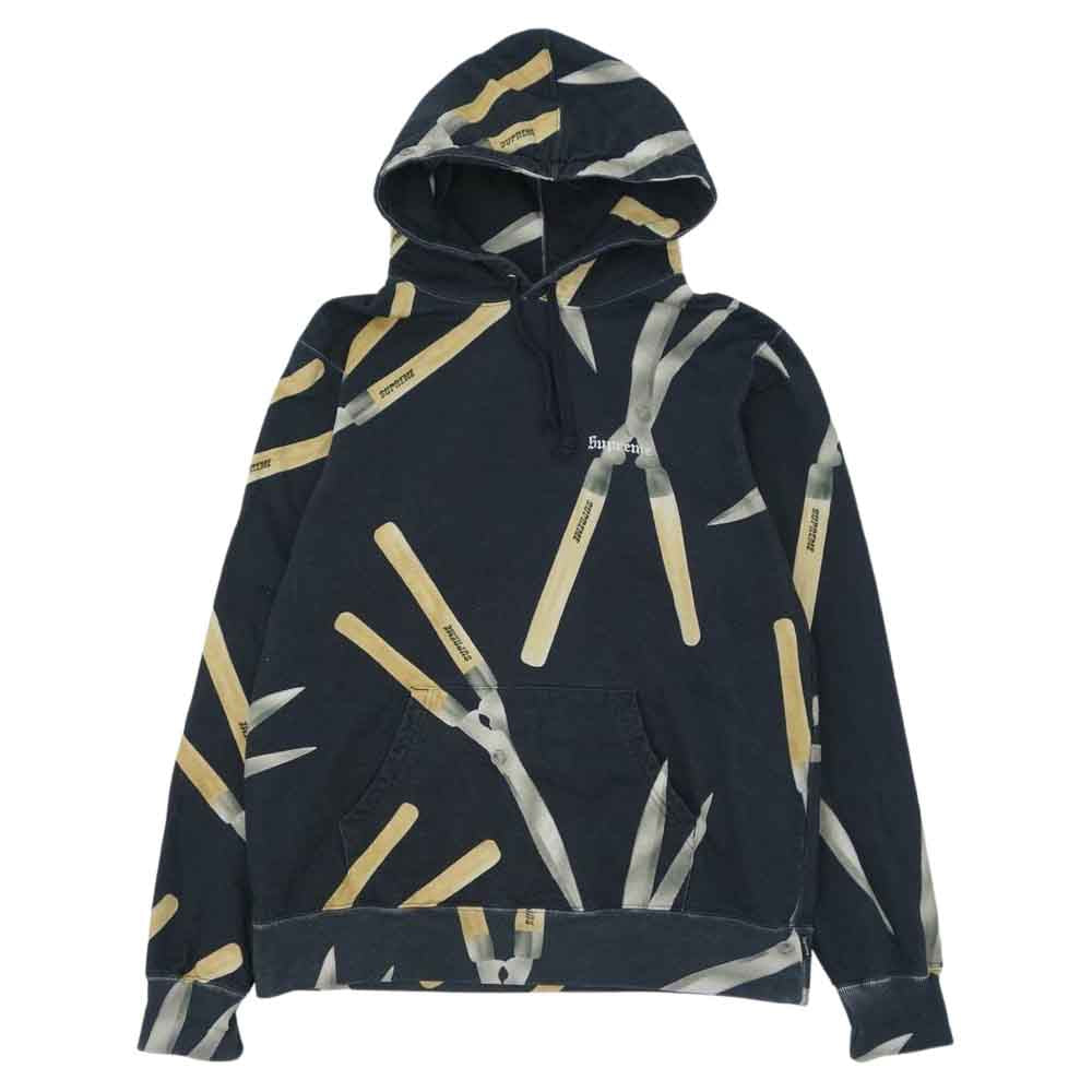 Supreme シュプリーム 19SS Shears Hooded Sweatshirt シザーズ柄 フーデッド スウェット パーカー ブラック系 M【中古】