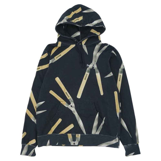 Supreme シュプリーム 19SS Shears Hooded Sweatshirt シザーズ柄 フーデッド スウェット パーカー ブラック系 M【中古】
