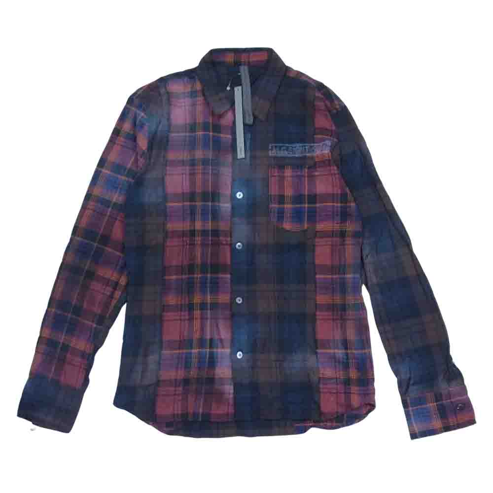 STRUM ストラム STC136-01MG Morning Glow 8th Anniversary CUSTOM TARTAN PLAID SHIRRING STRETCH COTTON L/S TIERED SHIRT モーニンググロウ ヘリンボーン シャーリングタータンチェック 切替 シャツ RD×BR M【極上美品】【中古】