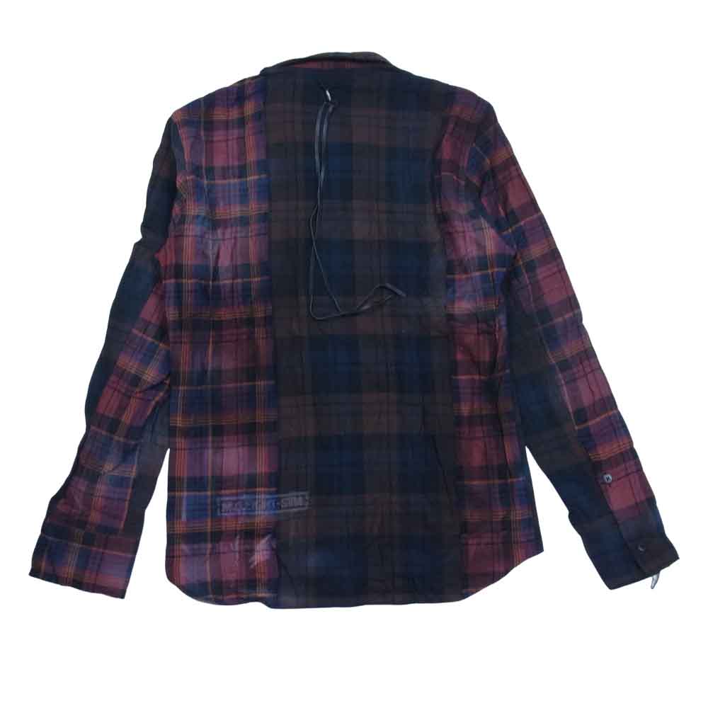 STRUM ストラム STC136-01MG Morning Glow 8th Anniversary CUSTOM TARTAN PLAID SHIRRING STRETCH COTTON L/S TIERED SHIRT モーニンググロウ ヘリンボーン シャーリングタータンチェック 切替 シャツ RD×BR M【極上美品】【中古】