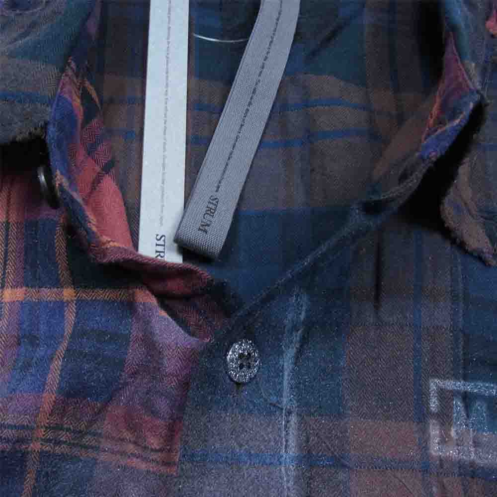 STRUM ストラム STC136-01MG Morning Glow 8th Anniversary CUSTOM TARTAN PLAID SHIRRING STRETCH COTTON L/S TIERED SHIRT モーニンググロウ ヘリンボーン シャーリングタータンチェック 切替 シャツ RD×BR M【極上美品】【中古】