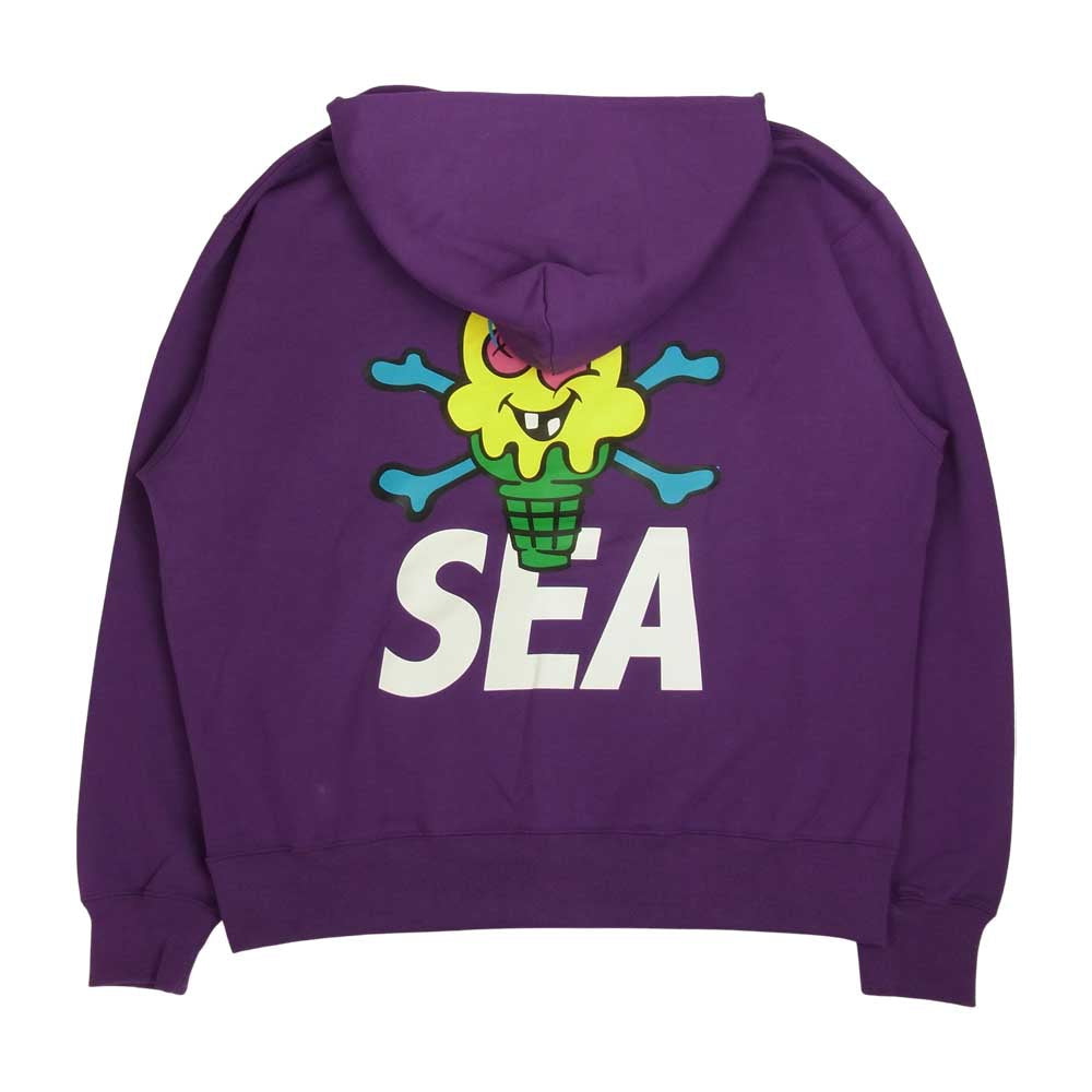 WIND AND SEA ウィンダンシー ICJP215SK005 ICECREAM COTTON HOODIE アイスクリーム コラボ プリント パーカー PURPLE L パープル系 L【新古品】【未使用】【中古】
