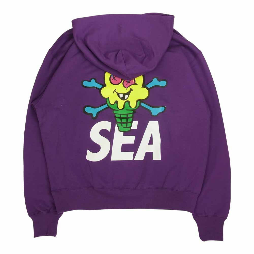 WIND AND SEA ウィンダンシー ICJP215SK005 ICECREAM COTTON HOODIE アイスクリーム コラボ プリント パーカー PURPLE M パープル系 M【新古品】【未使用】【中古】