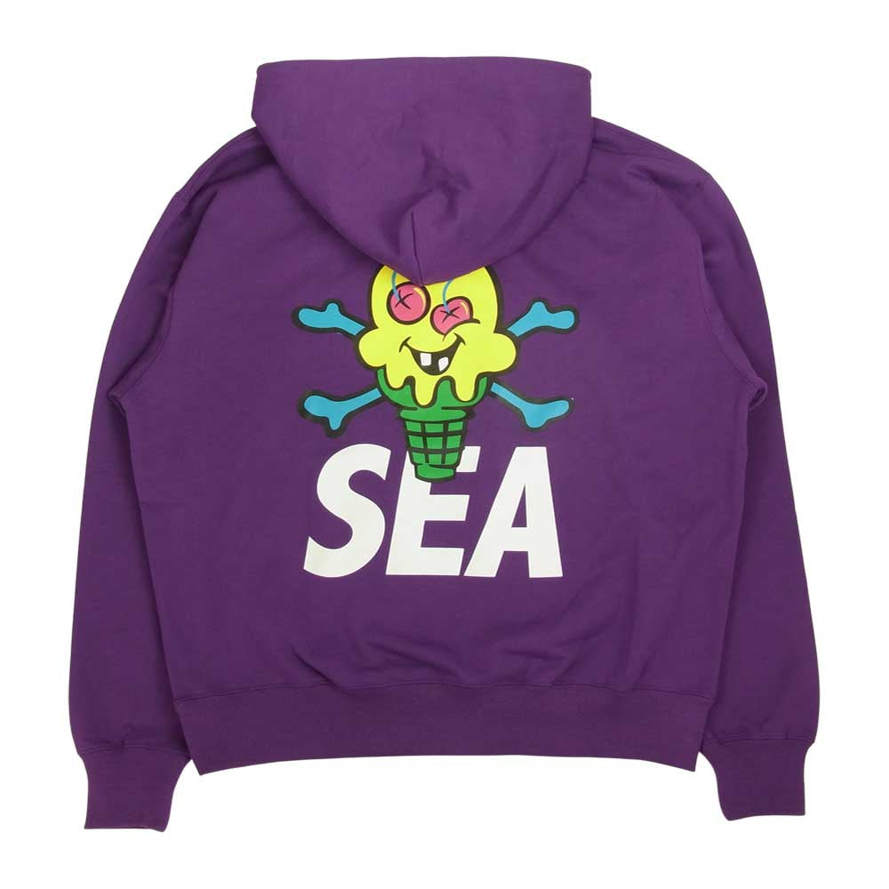 WIND AND SEA ウィンダンシー ICJP215SK005 ICECREAM COTTON HOODIE アイスクリーム コラボ プリント パーカー PURPLE L パープル系 L【新古品】【未使用】【中古】