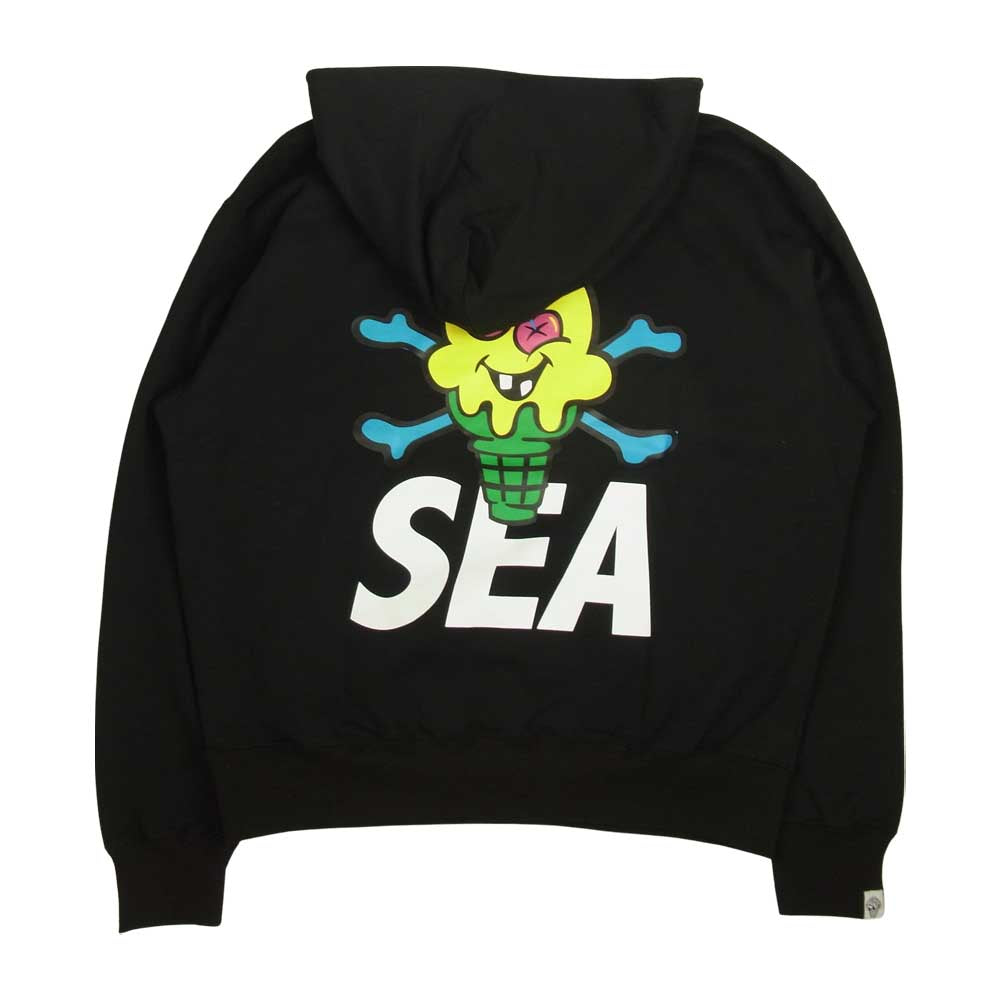 WIND AND SEA ウィンダンシー ICJP215SK005 ICECREAM COTTON HOODIE アイスクリーム コラボ プリント パーカー BLACK M ブラック系 M【新古品】【未使用】【中古】