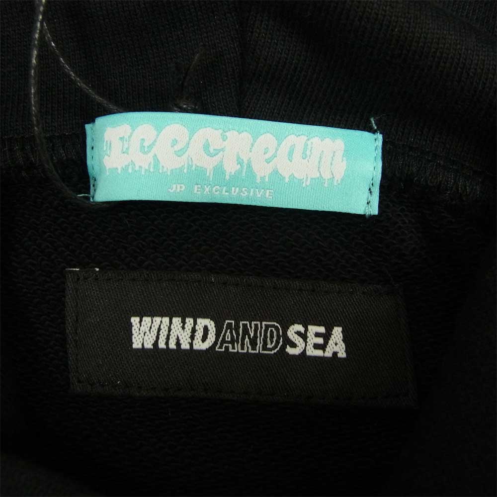 WIND AND SEA ウィンダンシー ICJP215SK005 ICECREAM COTTON HOODIE アイスクリーム コラボ プリント パーカー BLACK M ブラック系 M【新古品】【未使用】【中古】