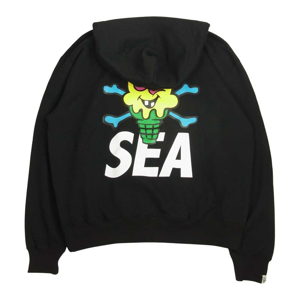 WIND AND SEA ウィンダンシー ICJP215SK005 ICECREAM COTTON HOODIE アイスクリーム コラボ プリント パーカー BLACK L ブラック系 L【新古品】【未使用】【中古】
