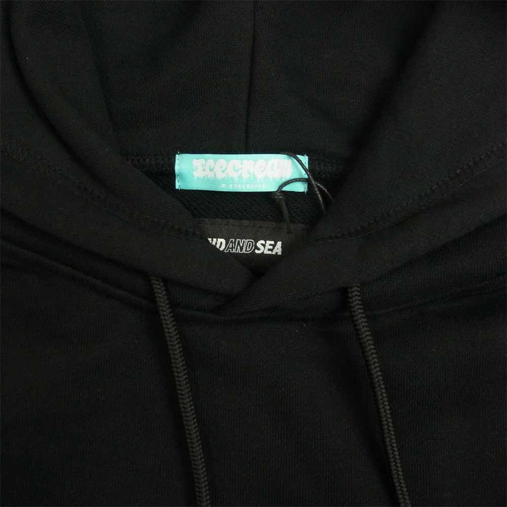 WIND AND SEA ウィンダンシー ICJP215SK005 ICECREAM COTTON HOODIE アイスクリーム コラボ プリント パーカー BLACK L ブラック系 L【新古品】【未使用】【中古】