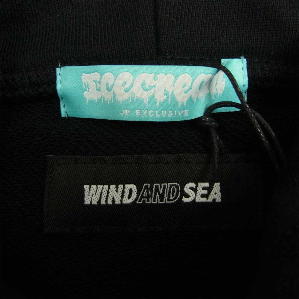 WIND AND SEA ウィンダンシー ICJP215SK005 ICECREAM COTTON HOODIE アイスクリーム コラボ プリント パーカー BLACK L ブラック系 L【新古品】【未使用】【中古】