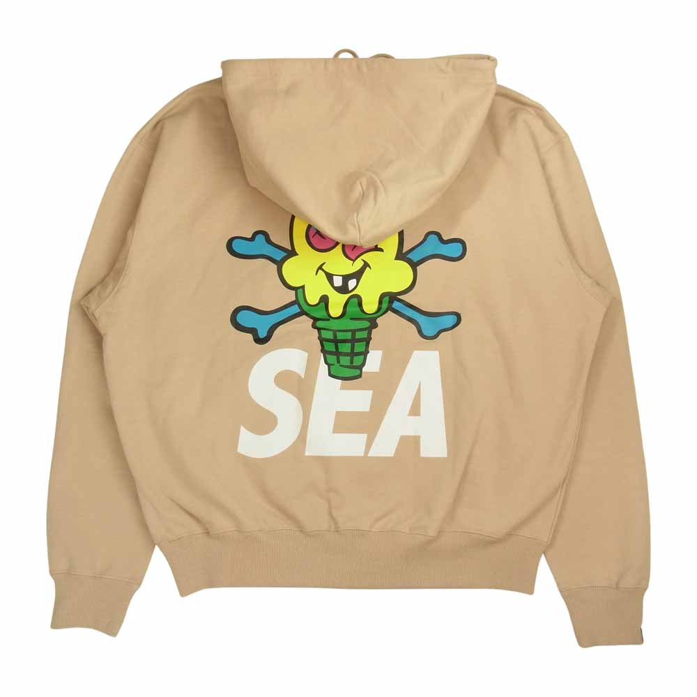WIND AND SEA ウィンダンシー ICJP215SK005 ICECREAM COTTON HOODIE アイスクリーム コラボ プリント パーカー BEIGE M ベージュ系 M【新古品】【未使用】【中古】