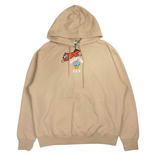 WIND AND SEA ウィンダンシー ICJP215SK006 ICECREAM COTTON HOODIE アイスクリーム コラボ プリント パーカー BEIGE M ベージュ系 M【新古品】【未使用】【中古】