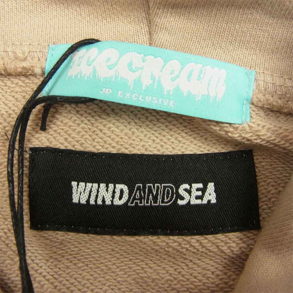 WIND AND SEA ウィンダンシー ICJP215SK006 ICECREAM COTTON HOODIE アイスクリーム コラボ プリント パーカー BEIGE M ベージュ系 M【新古品】【未使用】【中古】