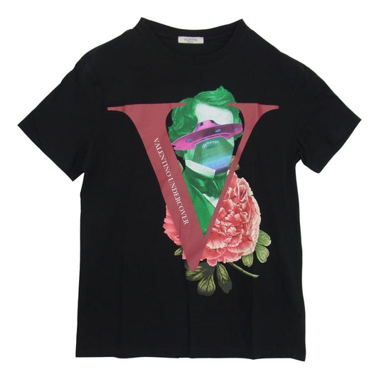 VALENTINO ヴァレンティノ SV0MC04A5R8 アンダーカバー Vフェイス プリント 半袖 プリント Tシャツ ブラック系 S【美品】【中古】