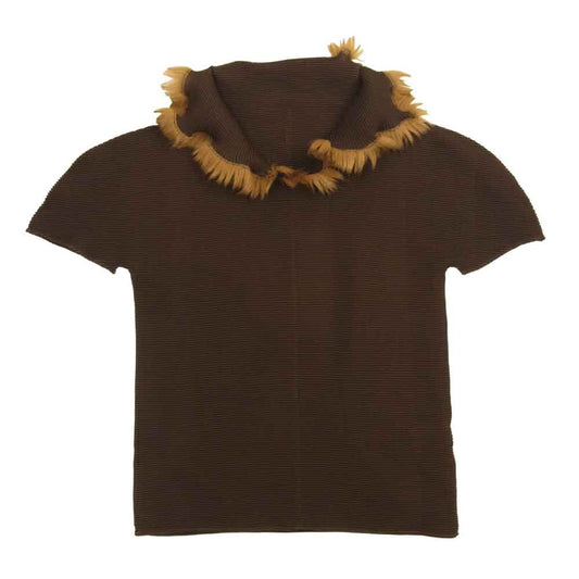 ISSEY MIYAKE イッセイミヤケ MI83FM605 ME フェイクファー フレンチスリーブ カットソー ブラウン系【中古】