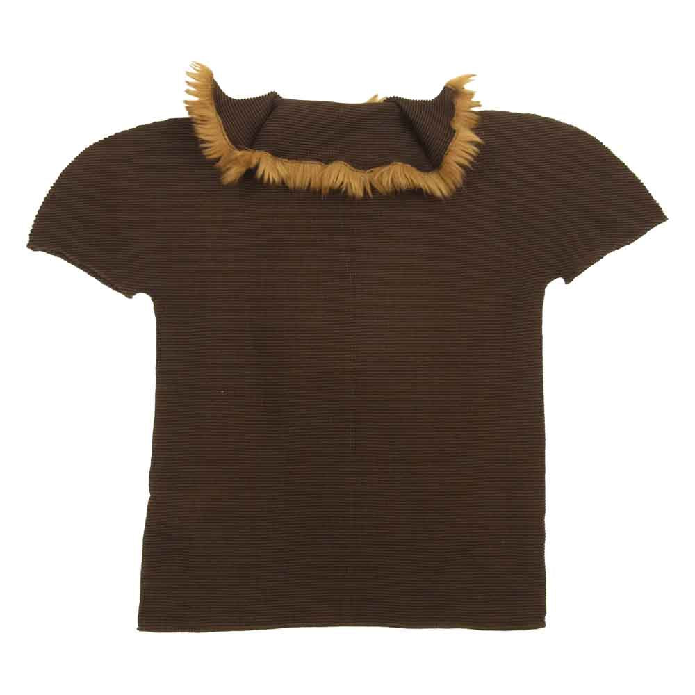 ISSEY MIYAKE イッセイミヤケ MI83FM605 ME フェイクファー フレンチスリーブ カットソー ブラウン系【中古】