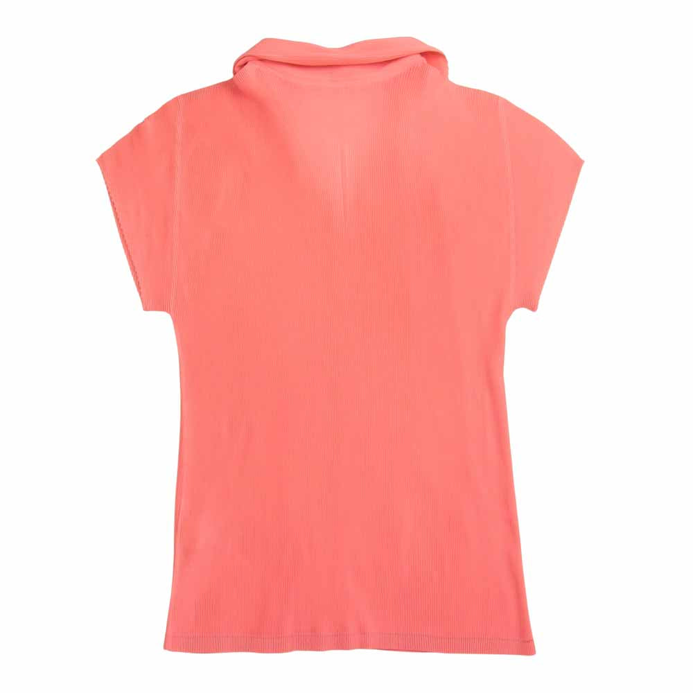 PLEATS PLEASE プリーツプリーズ イッセイミヤケ ISSEY MIYAKE イッセイミヤケ 7562025 細プリーツ 襟付き フレンチスリーブ カットソー ピンク系 3【中古】