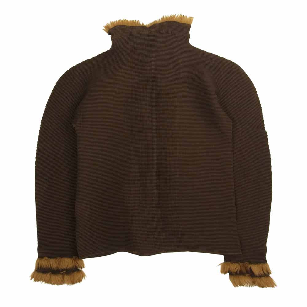 ISSEY MIYAKE イッセイミヤケ MI83FO601 ME フェイクファー ボタンレス ボレロ 長袖 カーディガン ブラウン系【中古】