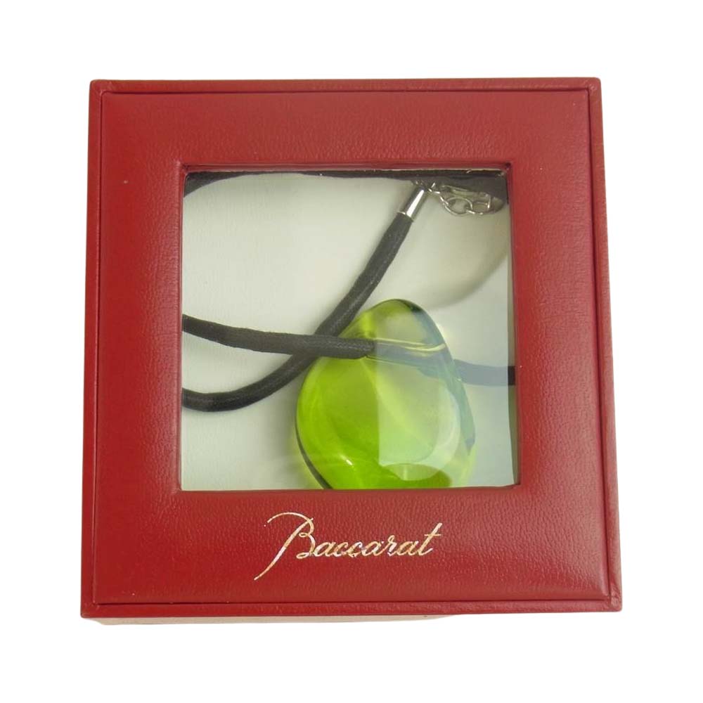 バカラ ガレ クリスタル ペンダント ネックレス グリーン グリーン系【中古】