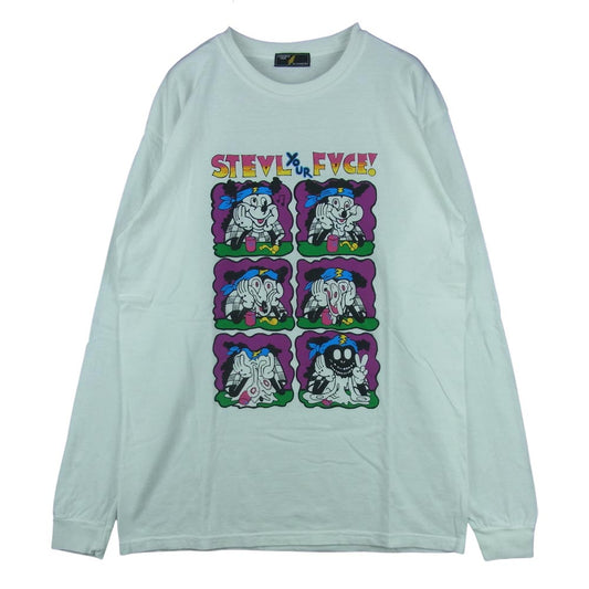 ストレンジトリップ STEAL YOUR FACE プリント 長袖 Tシャツ コットン 日本製 ホワイト系 M【中古】