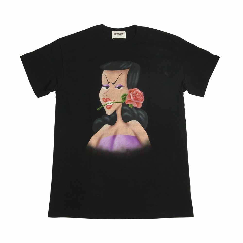 バウワウ ROCK ＆ BULL TEE AIRBRUSH ロック ブル エアブラシ プリント 半袖 Tシャツ ブラック ブラック系 M【中古】