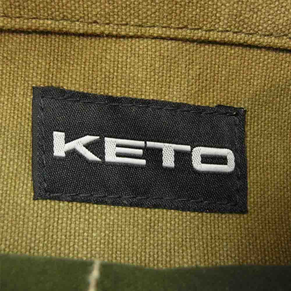 ケト ミリタリー ファブリック レザー カスタム トートバッグ カーキ系【中古】