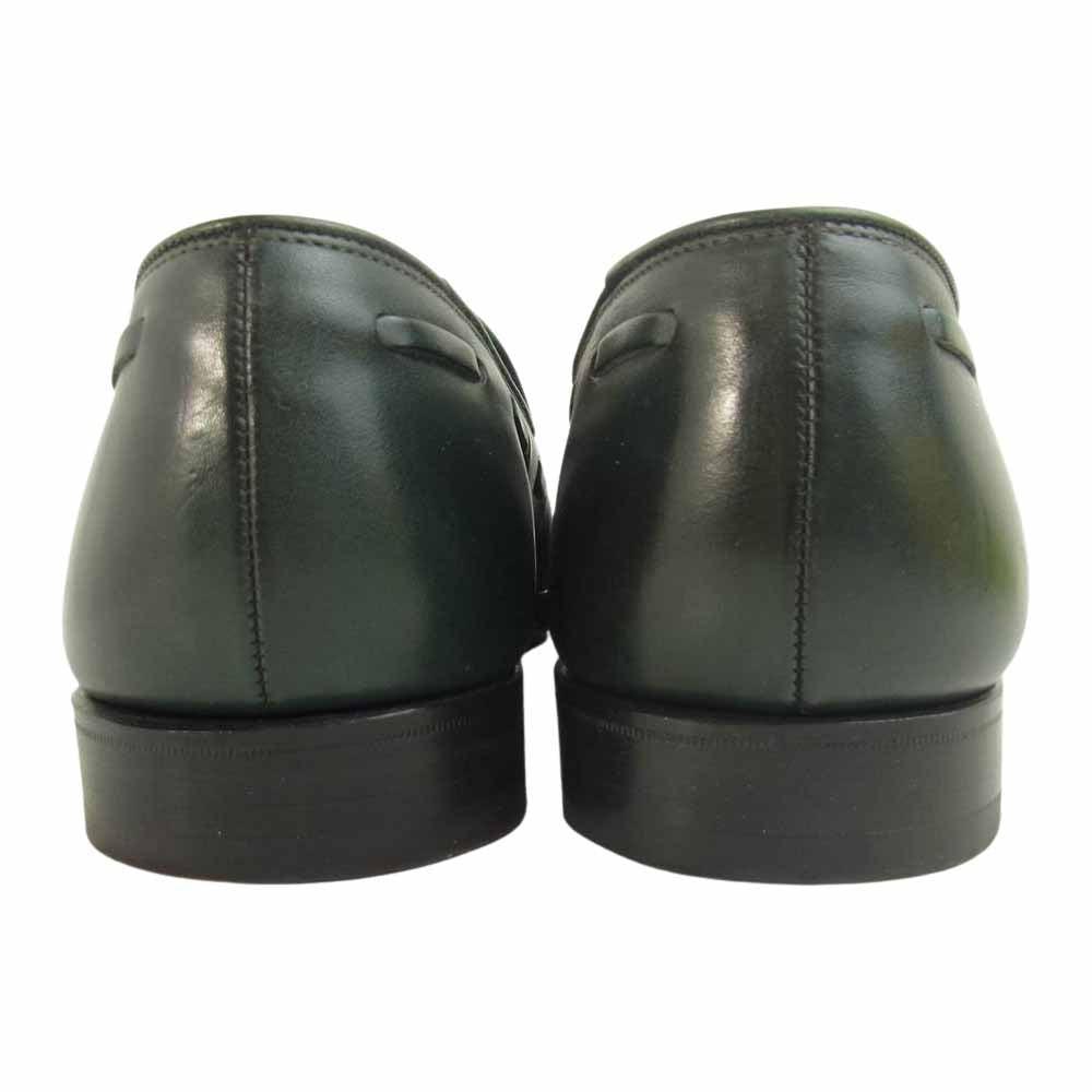 CROCKETT&JONES クロケットアンドジョーンズ CAVENDISH キャベンディッシュ 9376 バーニッシュドカーフ タッセルローファー ダークグリーン系 7E【美品】【中古】