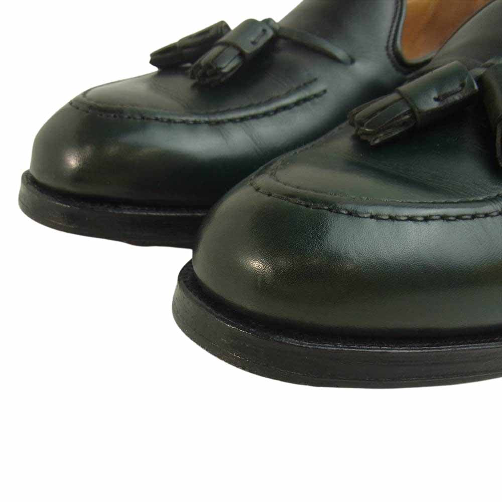 CROCKETT&JONES クロケットアンドジョーンズ CAVENDISH キャベンディッシュ 9376 バーニッシュドカーフ タッセルローファー ダークグリーン系 7E【美品】【中古】