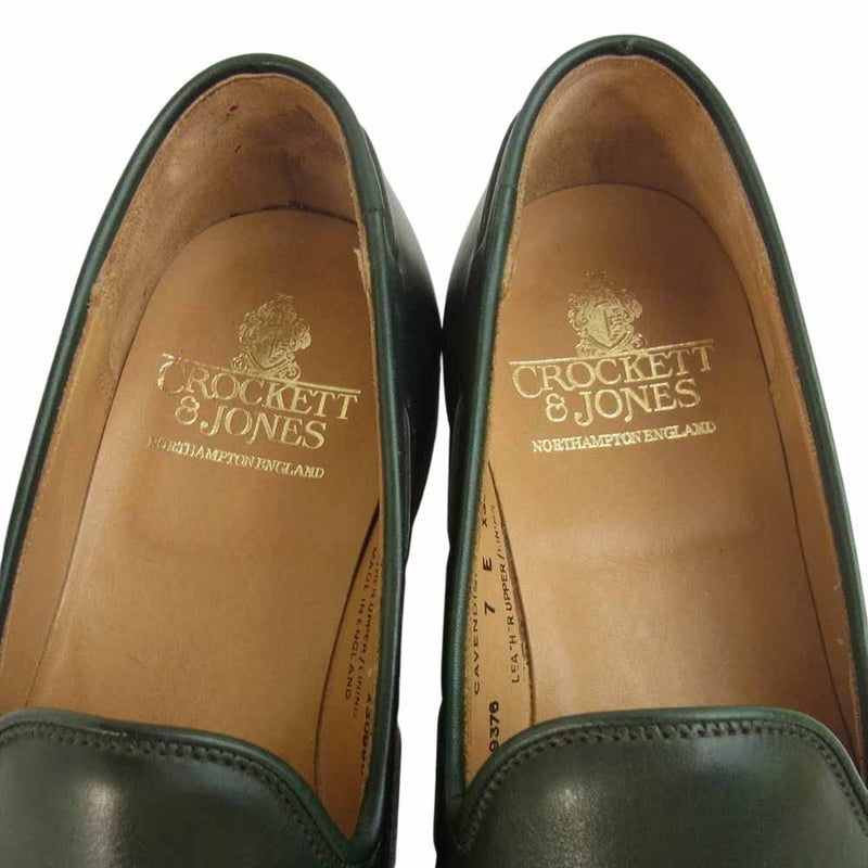 CROCKETT&JONES クロケットアンドジョーンズ CAVENDISH キャベンディッシュ 9376 バーニッシュドカーフ タッセルローファー  ダークグリーン系 7E【美品】【中古】