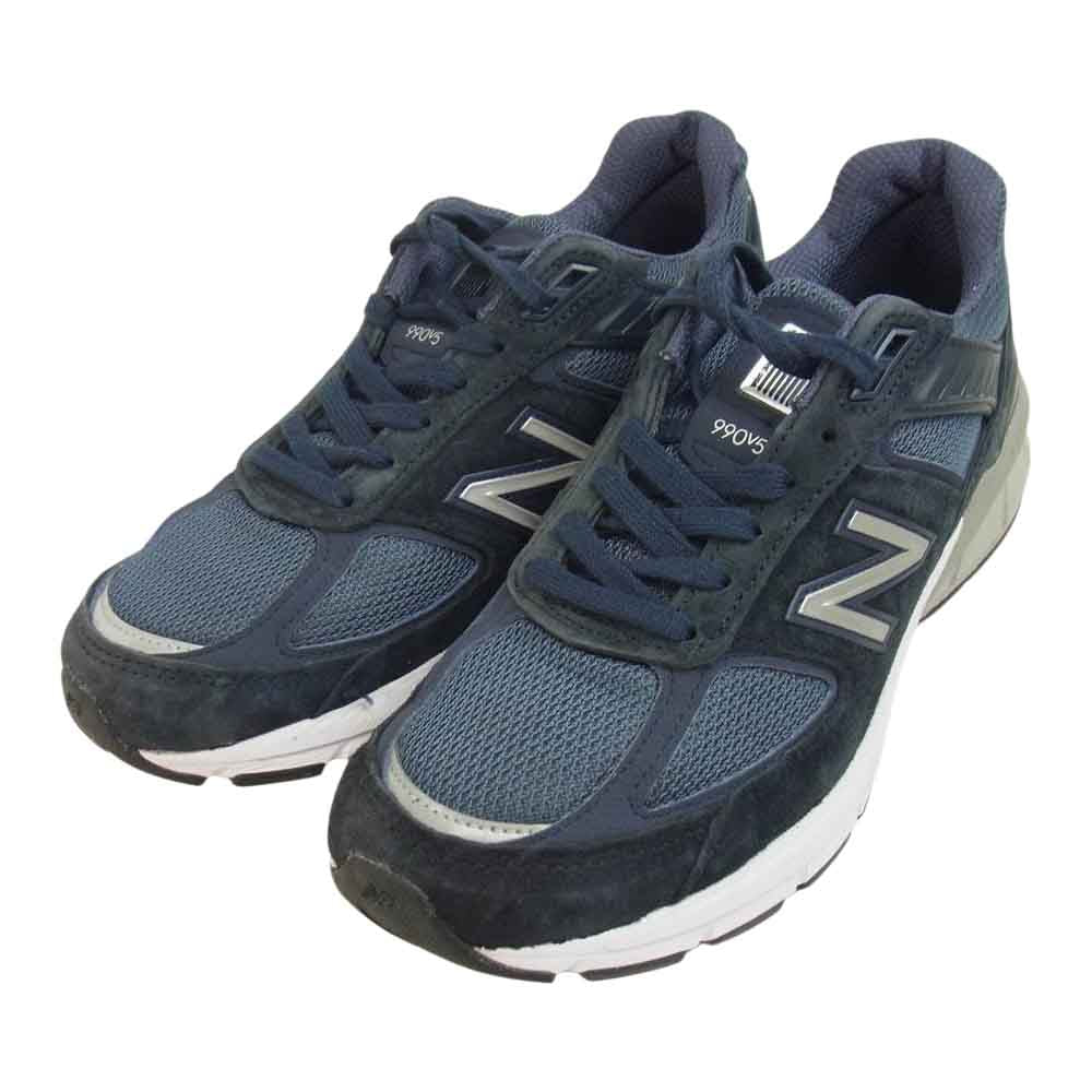 NEW BALANCE ニューバランス USA製 M990NV5 Dワイズ スニーカー ネイビー系 26.5【中古】