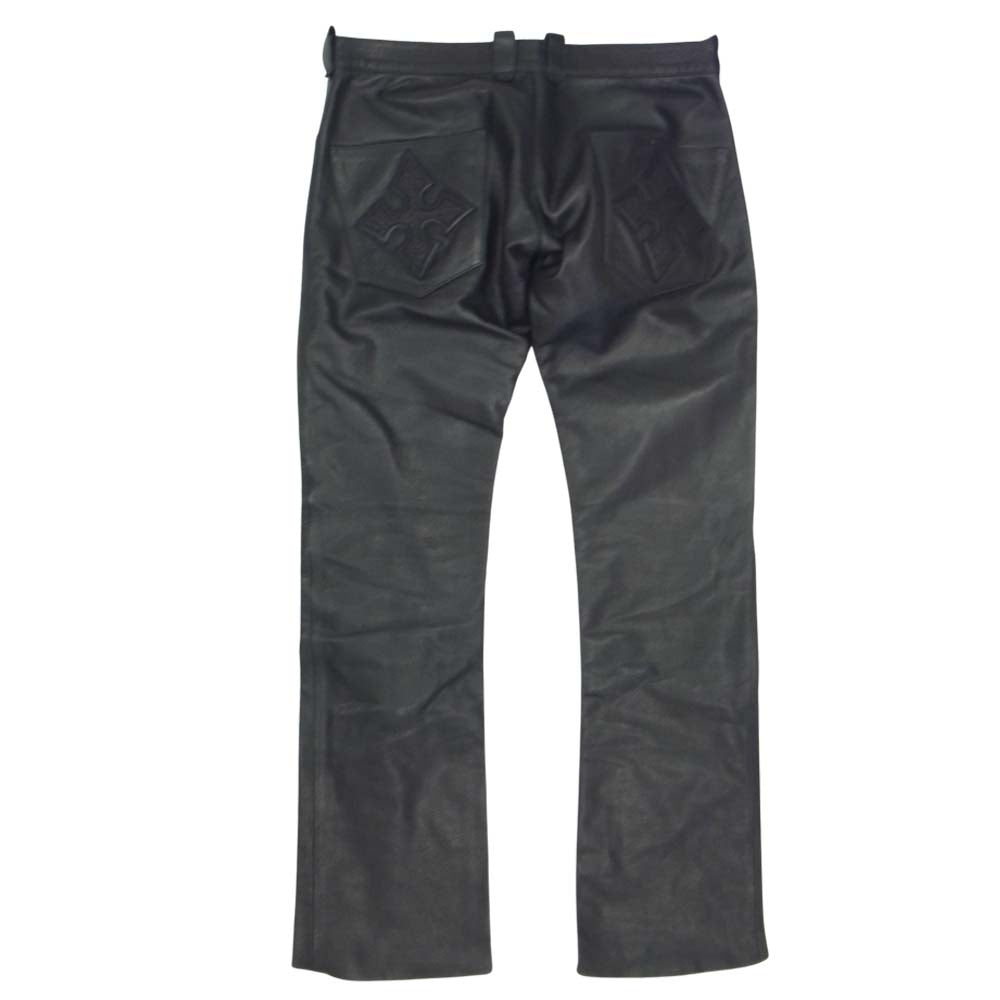 TRAVIS WALKER トラヴィスワーカー クロス トライバル w/スカル レザー パンツ ブラック系 サイズ表記無【中古】