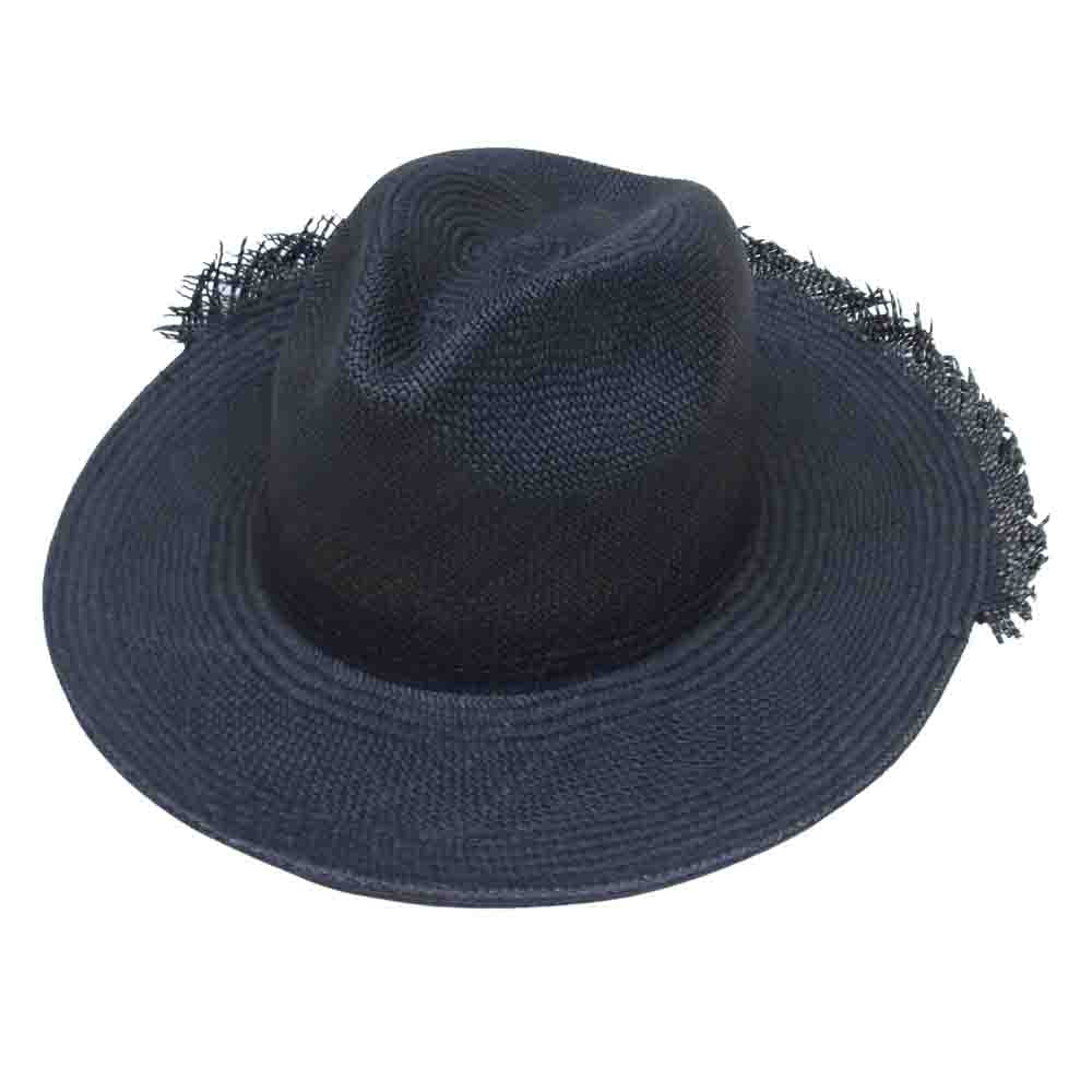 サンフランシスコ ハット 麦わら ストロー ハット ブラック ダークグレー系【美品】【中古】