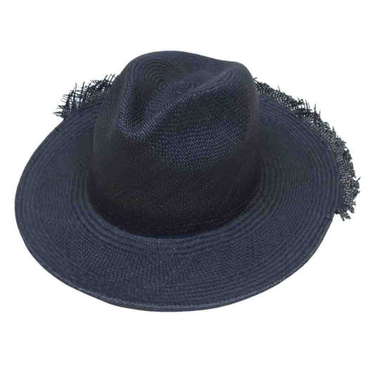 サンフランシスコ ハット 麦わら ストロー ハット ブラック ダークグレー系【美品】【中古】