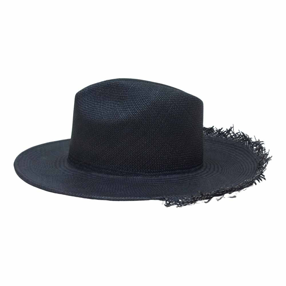サンフランシスコ ハット 麦わら ストロー ハット ブラック ダークグレー系【美品】【中古】
