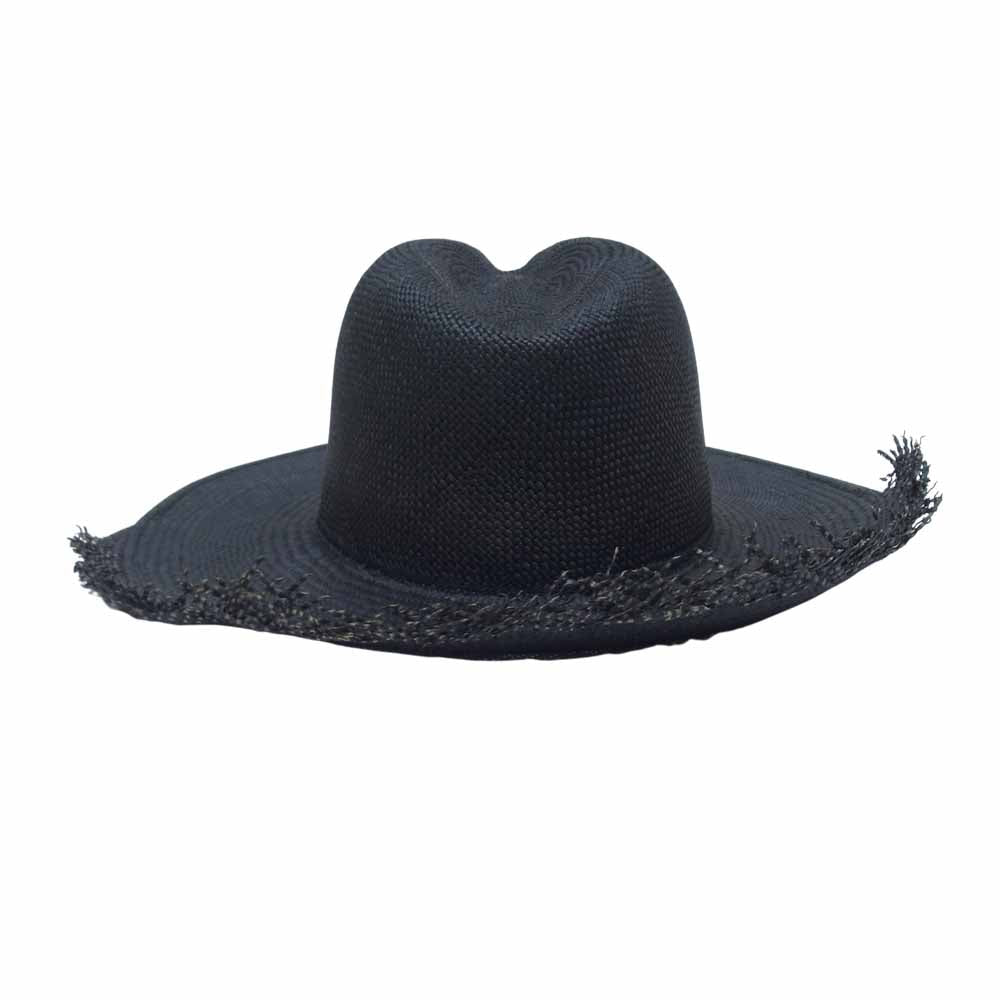 サンフランシスコ ハット 麦わら ストロー ハット ブラック ダークグレー系【美品】【中古】
