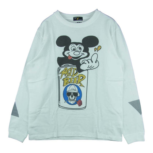 ストレンジトリップ ACID BEER プリント 長袖 Tシャツ コットン 日本製 ホワイト系 M【中古】
