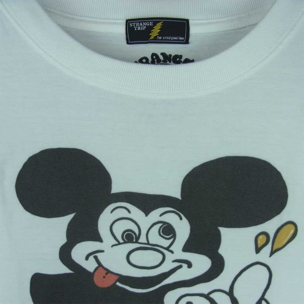 ストレンジトリップ ACID BEER プリント 長袖 Tシャツ コットン 日本製 ホワイト系 M【中古】