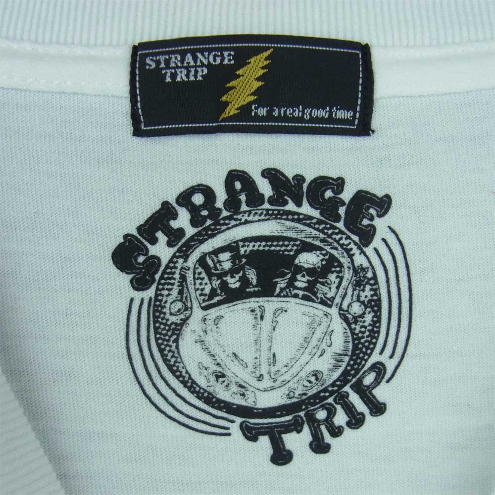 ストレンジトリップ ACID BEER プリント 長袖 Tシャツ コットン 日本製 ホワイト系 M【中古】