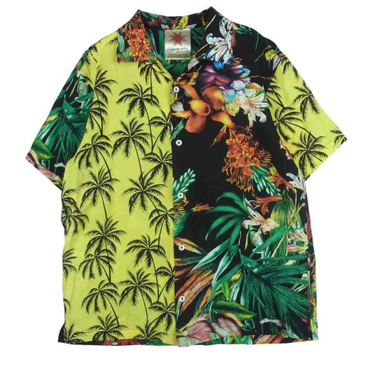 ナスングワム 692434 パッチワーク 半袖 アロハ シャツ ブラック系 イエロー系 M【中古】