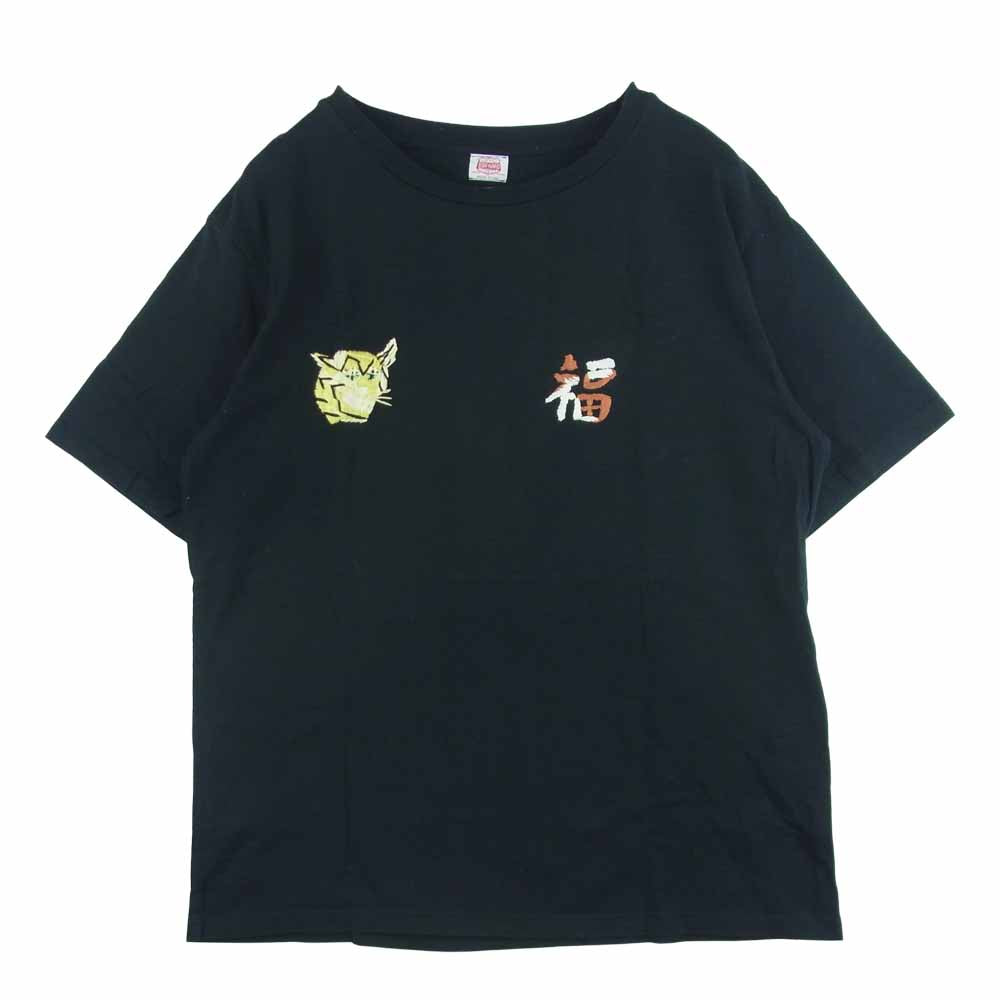 フロムザギャレット 虎 福 刺繍 半袖 Tシャツ コットン アメリカ製 ブラック系 M【中古】
